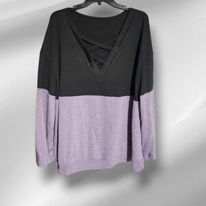 SHEIN Curve Purple V-Neck Top